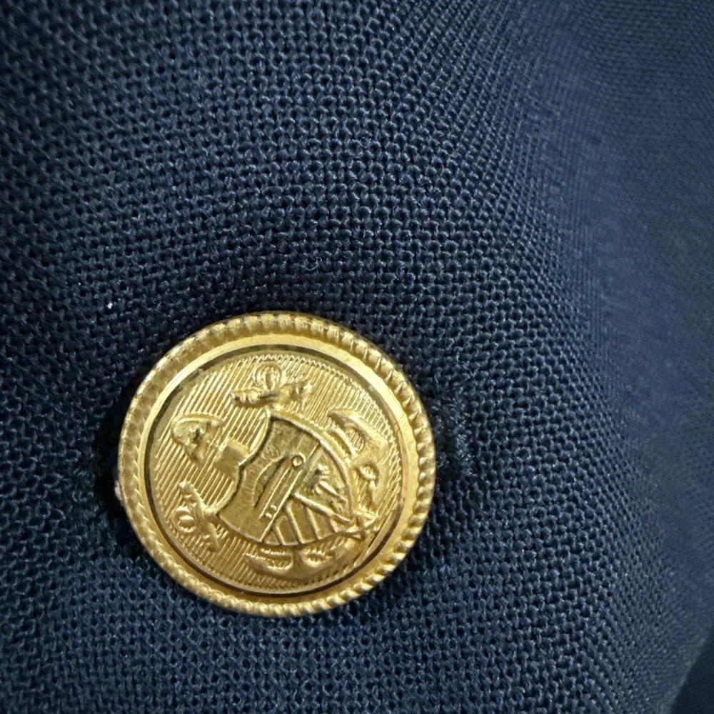 Adams Row Vintage Navy Brass Button Blazer Mens 50R Wool Prep Club USA